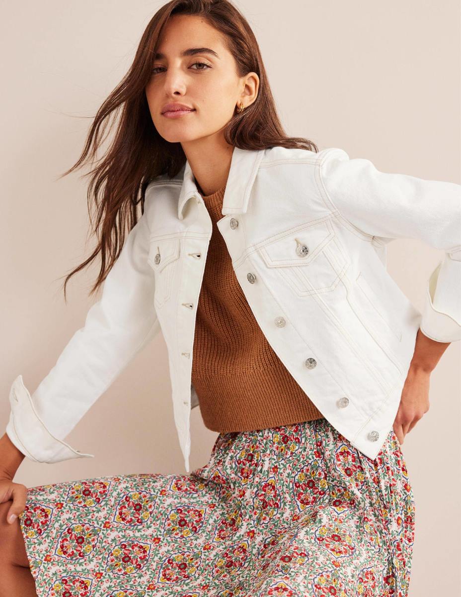 облекло Boden твърдо дънково яке екрю Жени LL68668