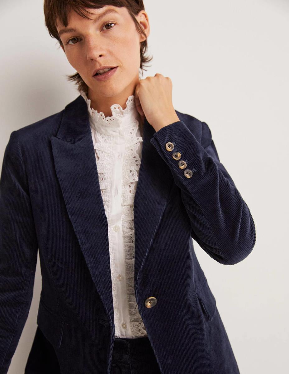 облекло Boden втален блейзър от рипсено кадифе военноморски флот Жени LL68669
