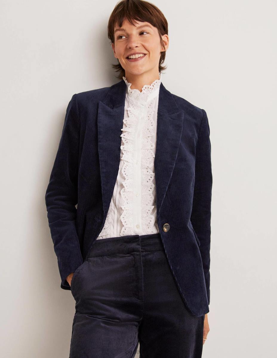 облекло Boden втален блейзър от рипсено кадифе военноморски флот Жени LL68669