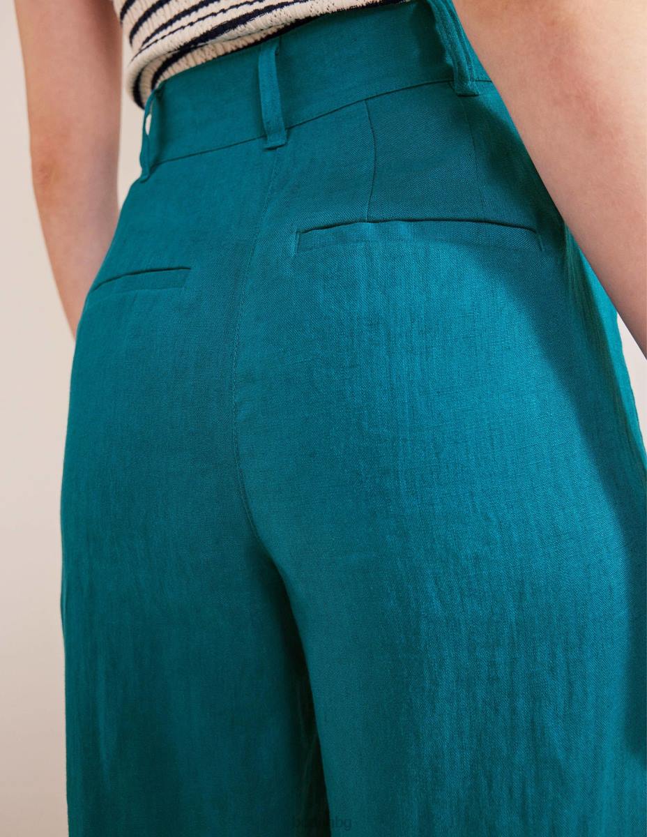 облекло Boden ленени панталони Highbury кристално синьо Жени LL681207