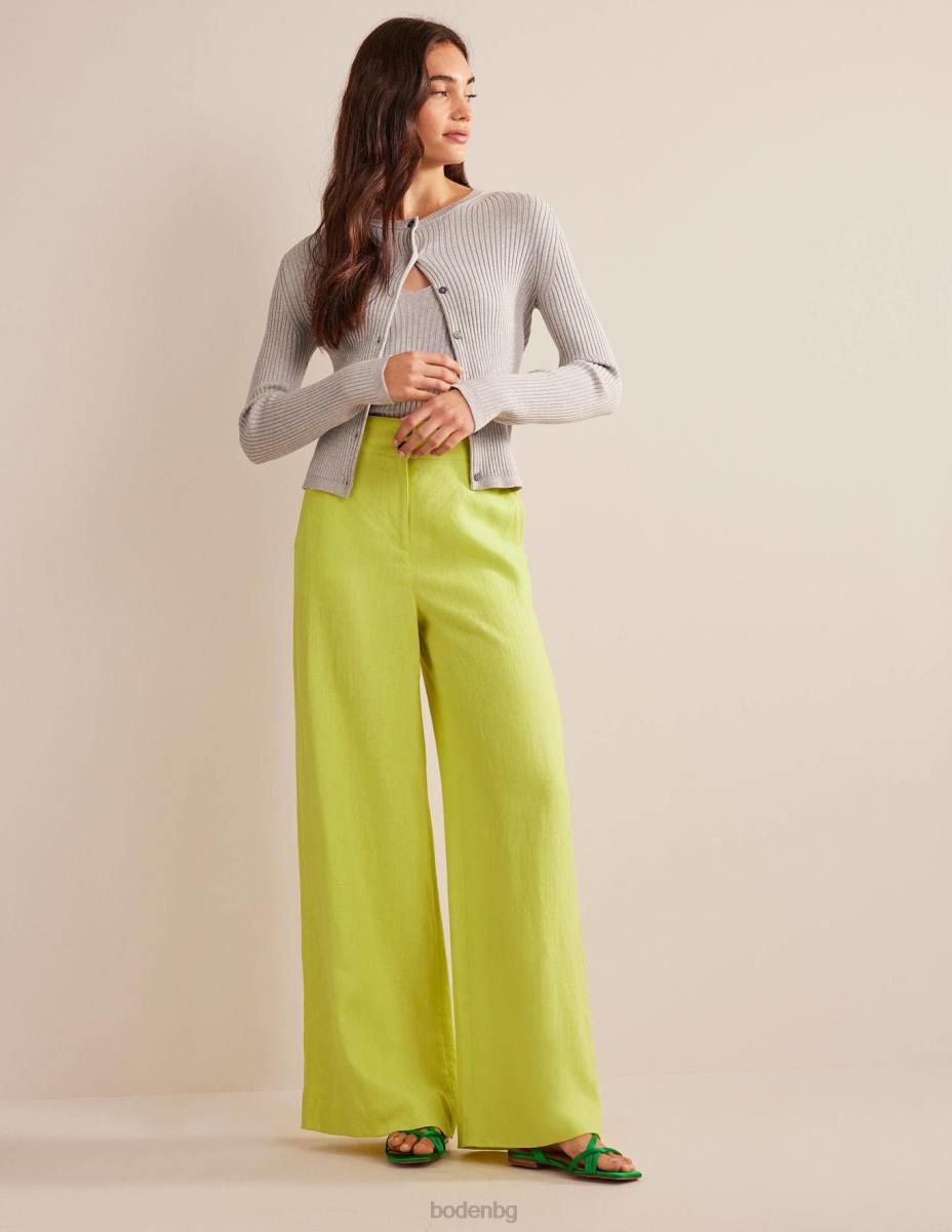 облекло Boden ленени панталони Highbury цитруси Жени LL682594