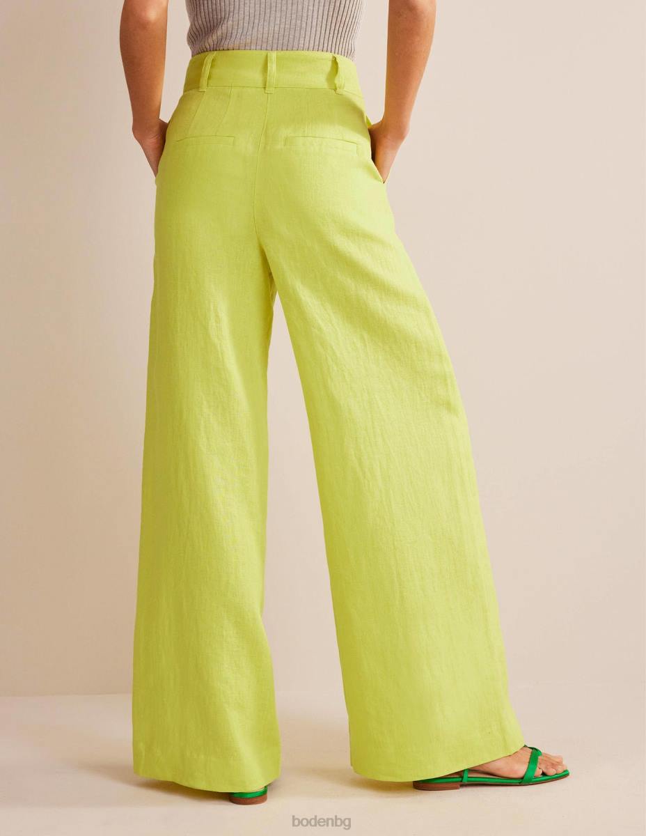 облекло Boden ленени панталони Highbury цитруси Жени LL682594