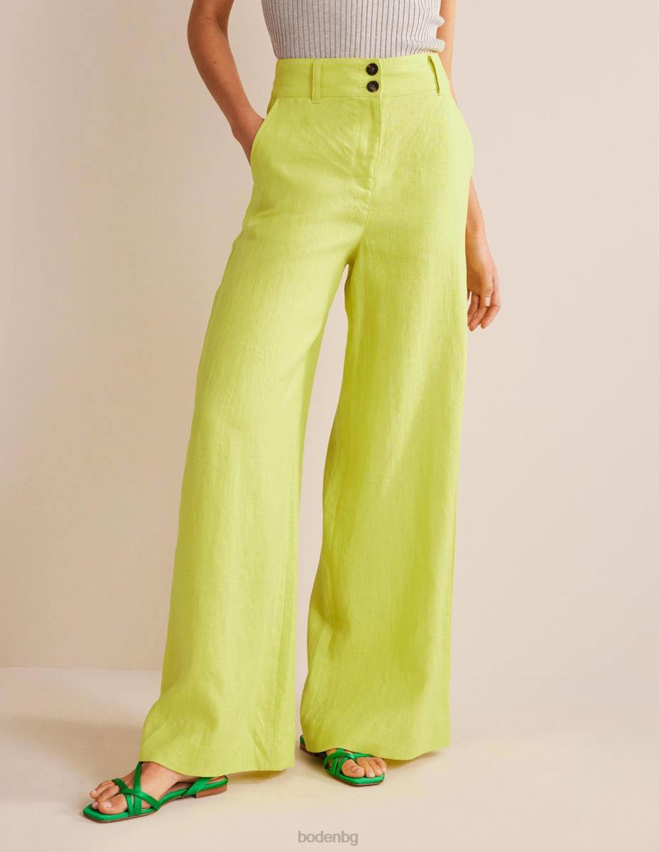 облекло Boden ленени панталони Highbury цитруси Жени LL682594