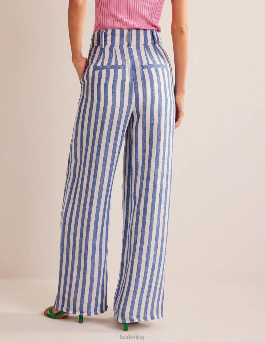 облекло Boden ленени панталони Highbury ивица Жени LL68963