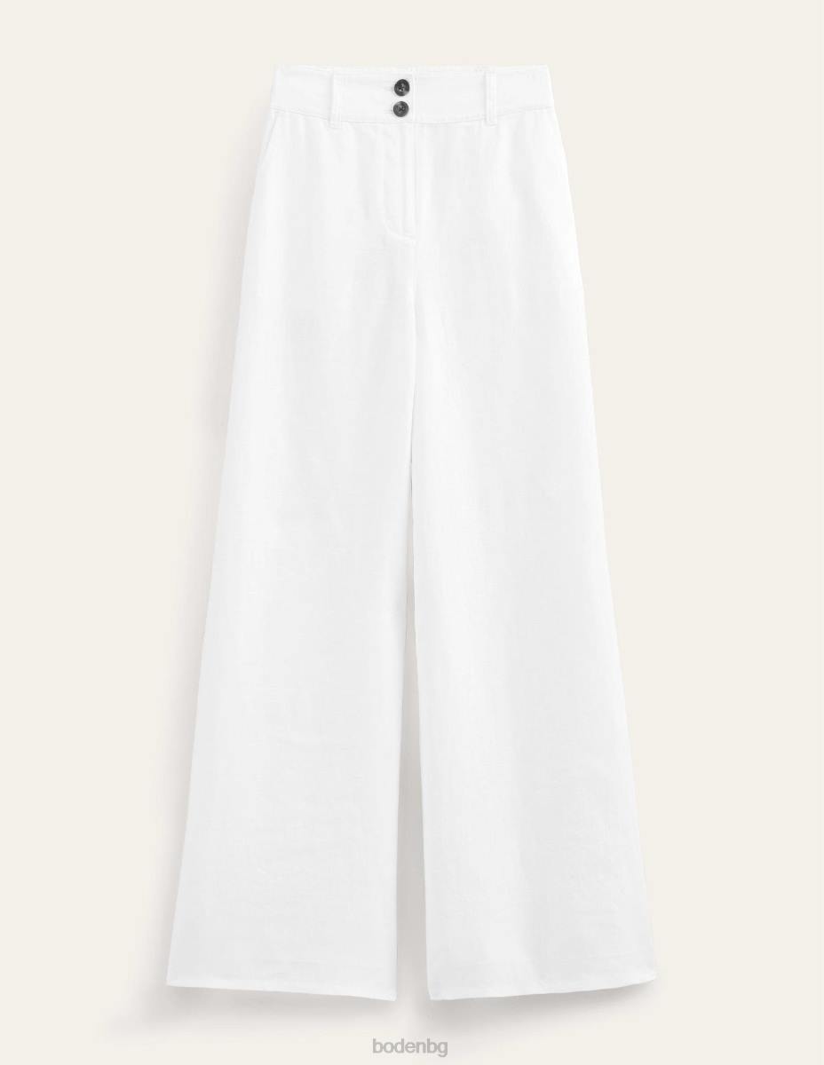 облекло Boden ленени панталони Highbury бяло Жени LL68994