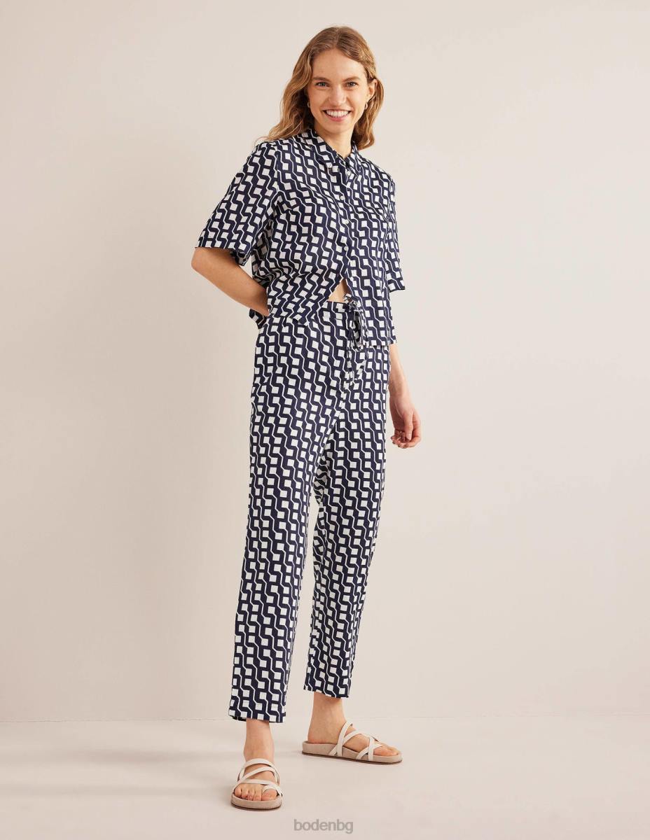 облекло Boden спокойни ленени панталони флот и куб гео Жени LL681108