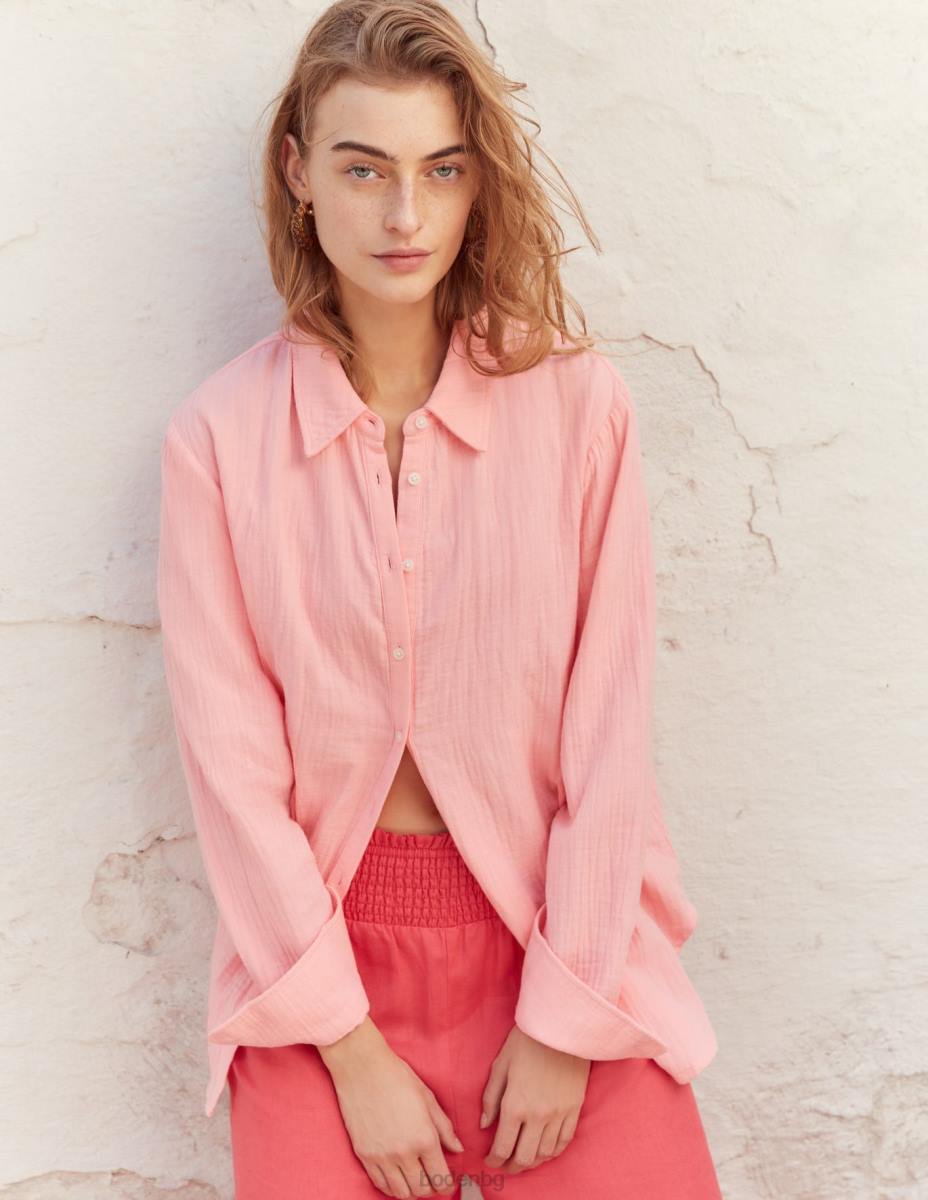 облекло Boden ленени панталони с набраздена талия корал Жени LL681451