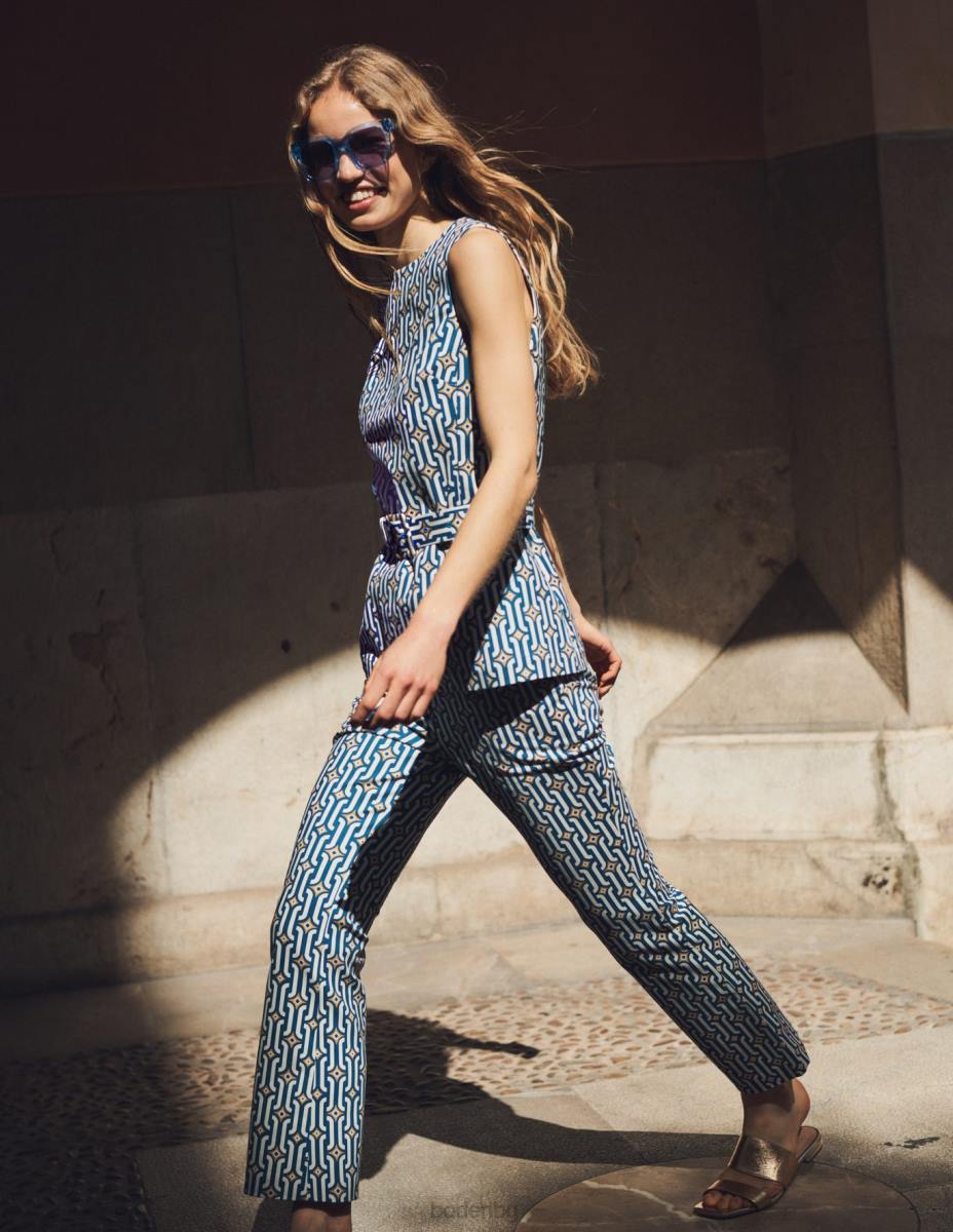 облекло Boden изрязани панталони с извивки сапфир и лазур гео Жени LL681562