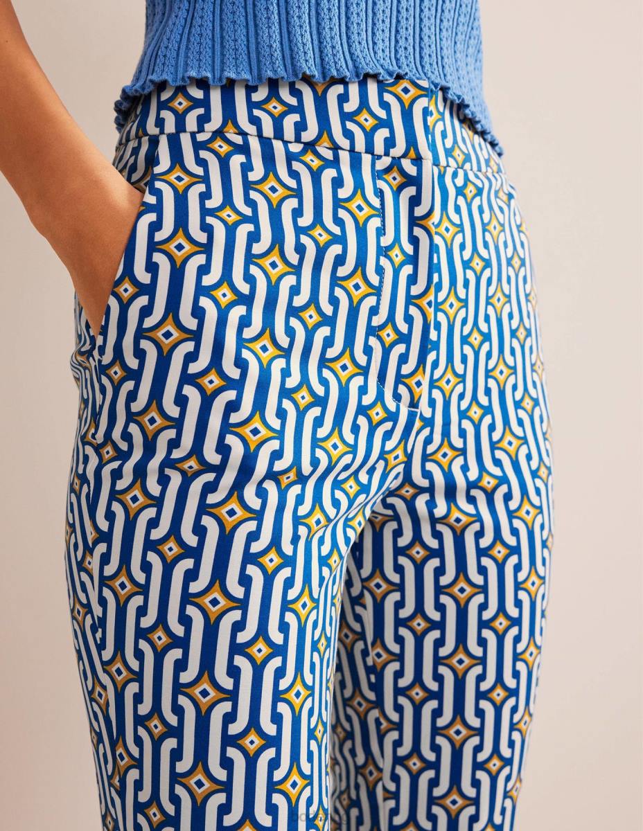 облекло Boden изрязани панталони с извивки сапфир и лазур гео Жени LL681562