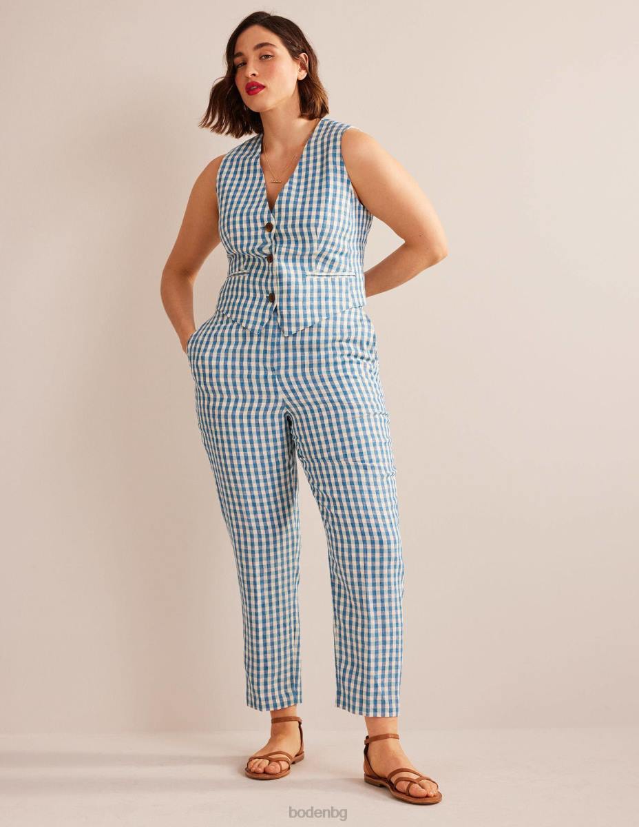 облекло Boden заужени ленени панталони проверка Жени LL681581