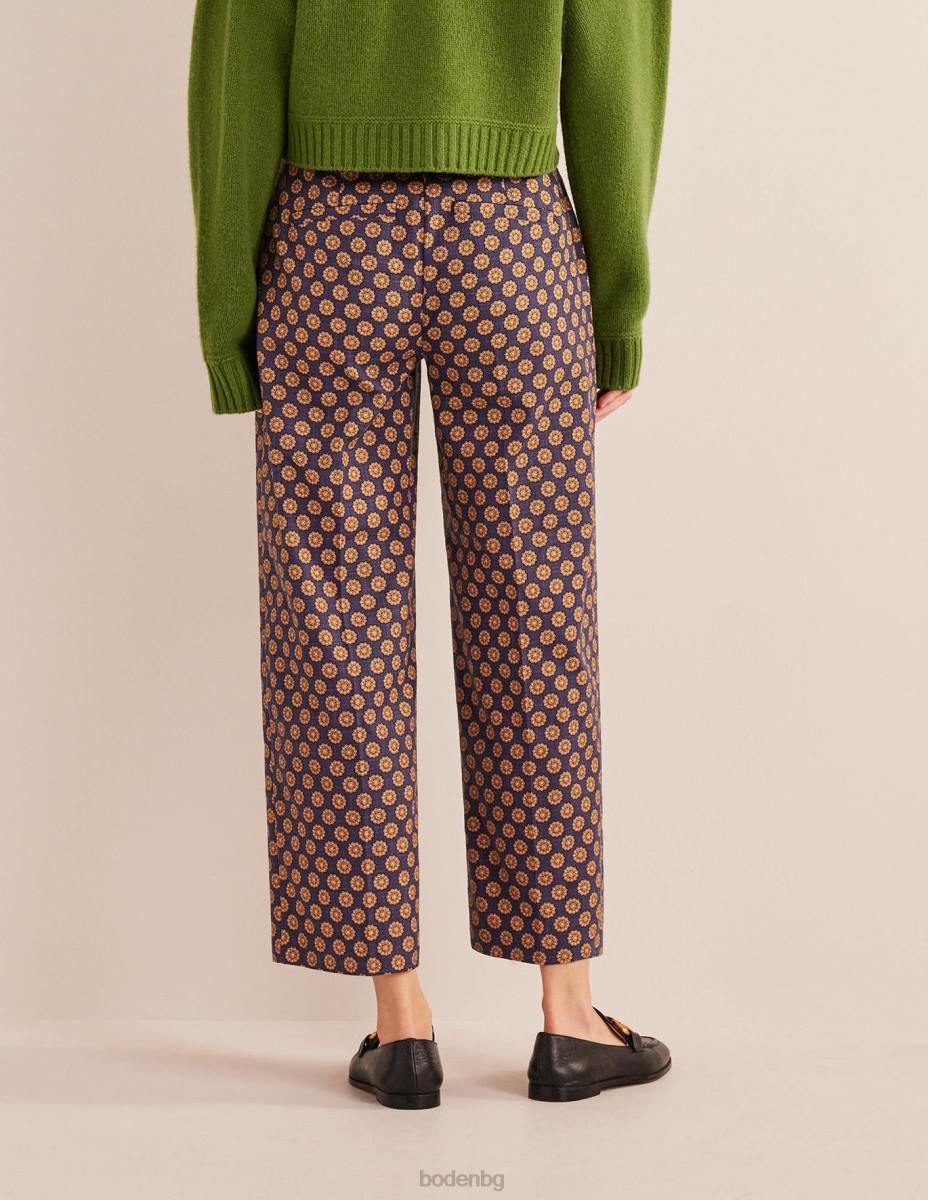 облекло Boden прав панталон с щампа флот и слънчоглед гео Жени LL682166