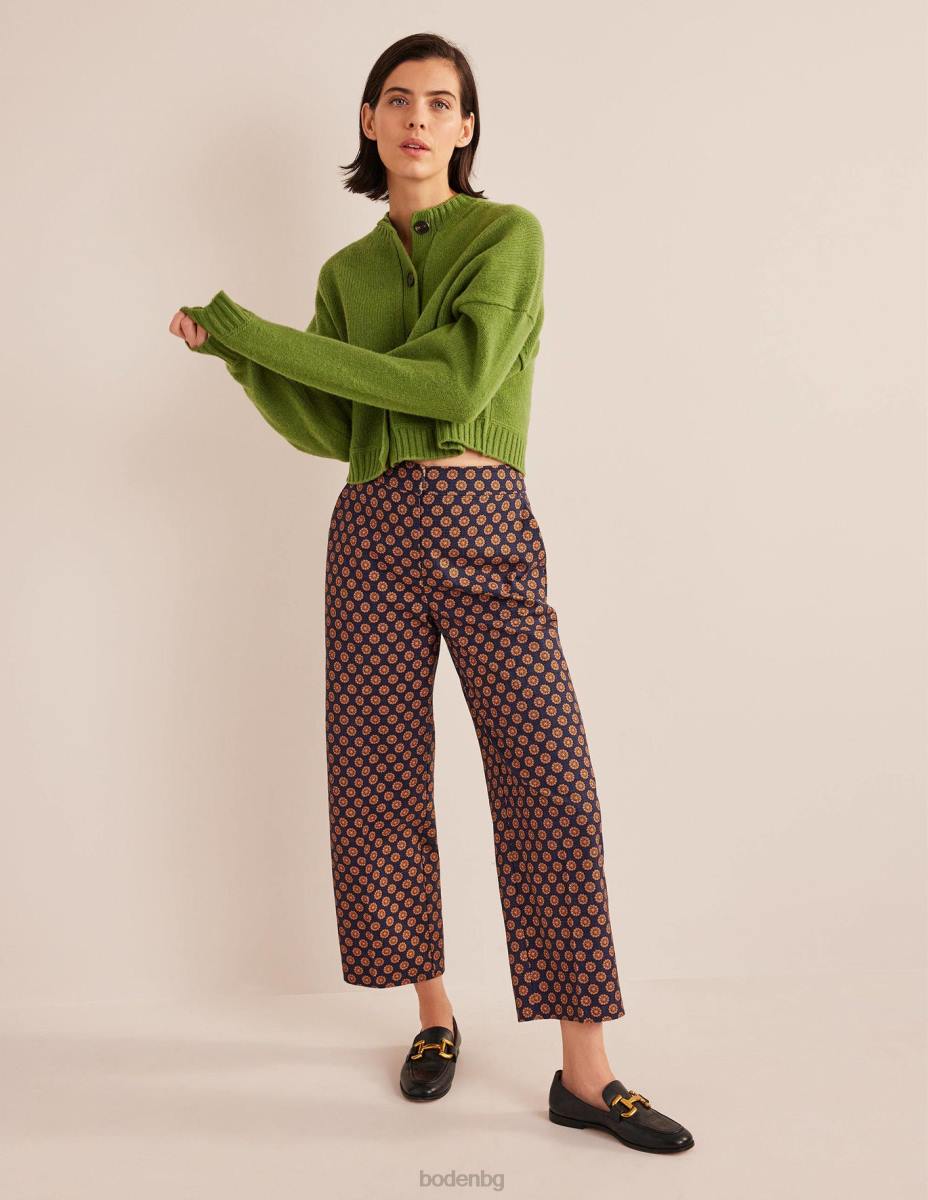 облекло Boden прав панталон с щампа флот и слънчоглед гео Жени LL682166