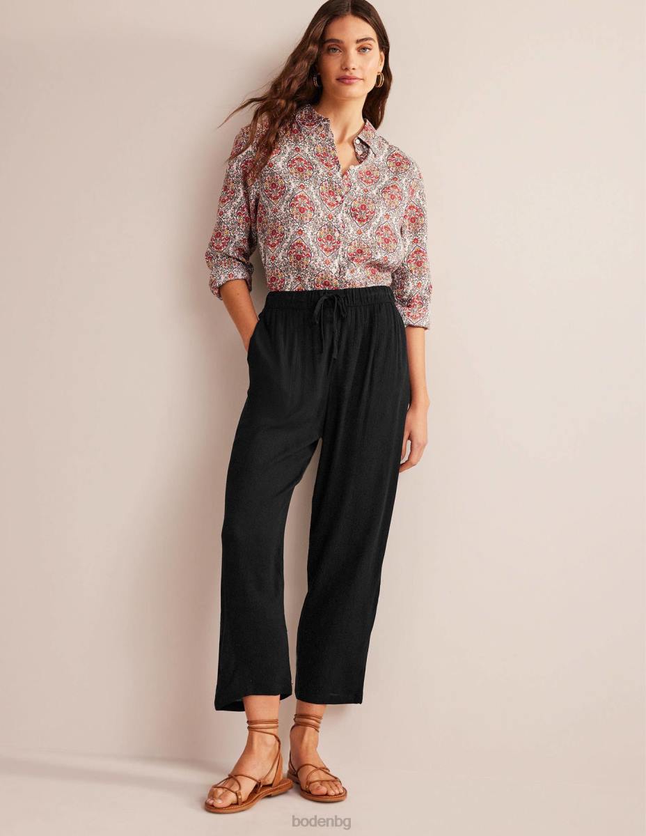 облекло Boden издърпани панталони с набръчкани панталони черен Жени LL682173