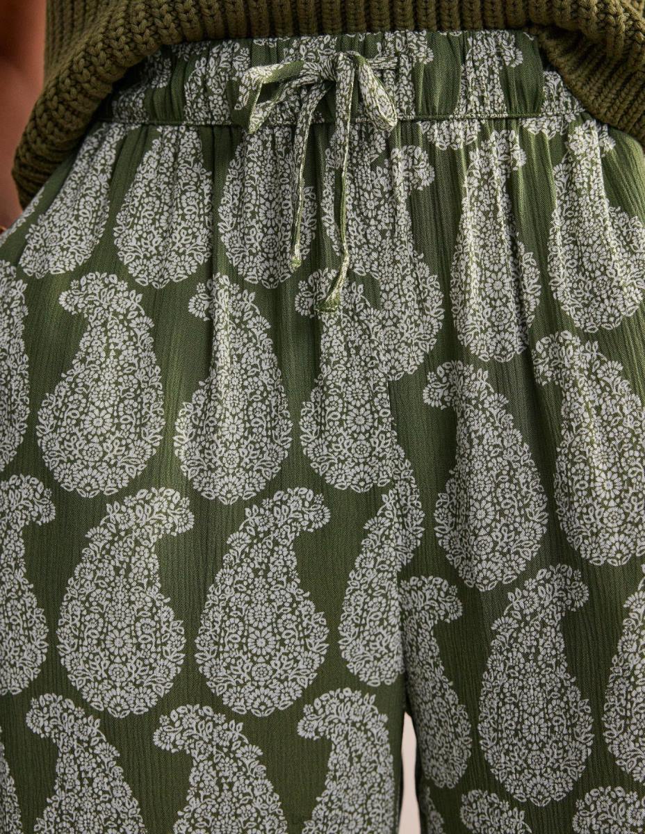 облекло Boden издърпани панталони с набръчкани панталони смърч и сладък пейсли Жени LL682250