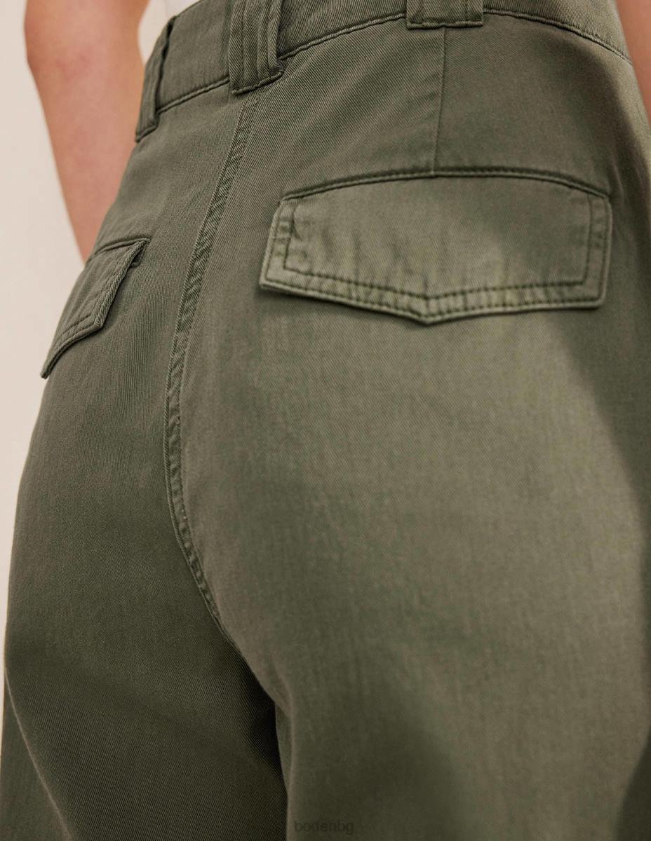 облекло Boden изпрани памучни ежедневни панталони зеле Жени LL682551