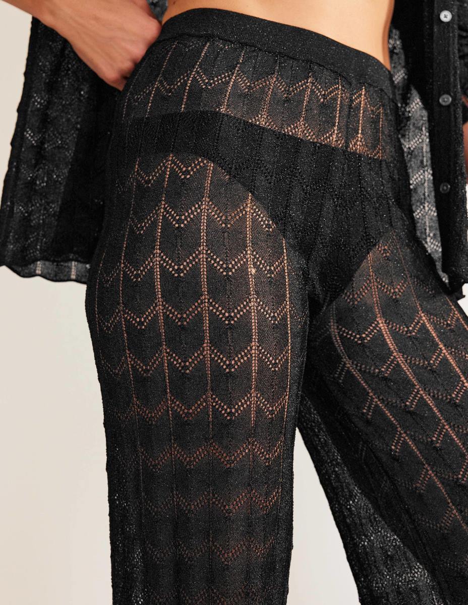 облекло Boden плетени плажни панталони черен металик Жени LL68320