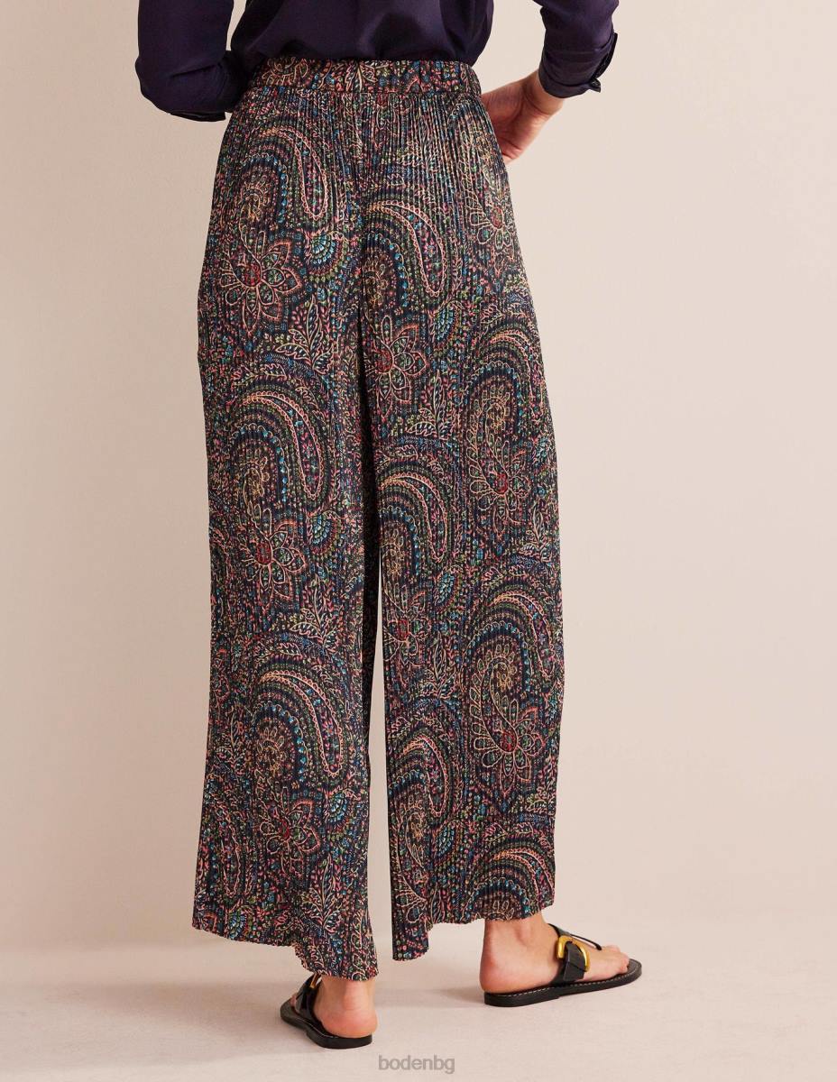 облекло Boden широки панталони от плисен сатен лек флот и дворец Жени LL68323