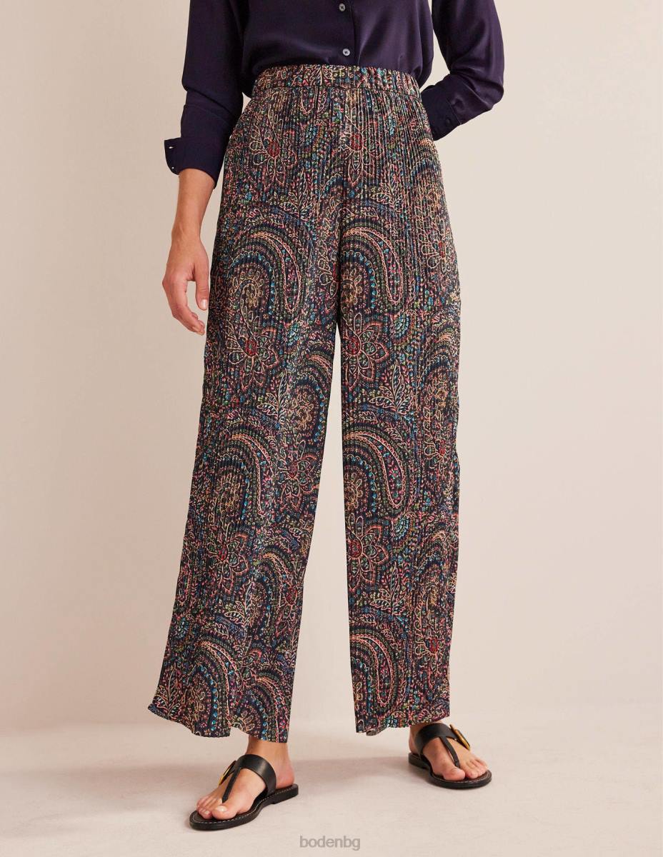 облекло Boden широки панталони от плисен сатен лек флот и дворец Жени LL68323