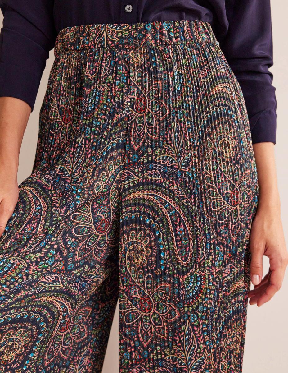 облекло Boden широки панталони от плисен сатен лек флот и дворец Жени LL68323