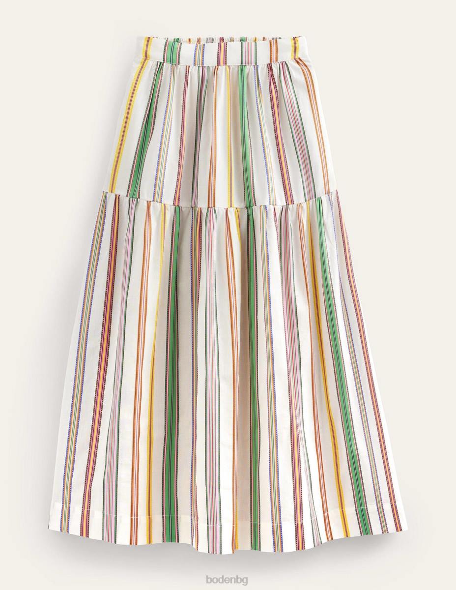 облекло Boden раирана памучна макси пола слонова кост и много райета Жени LL681042