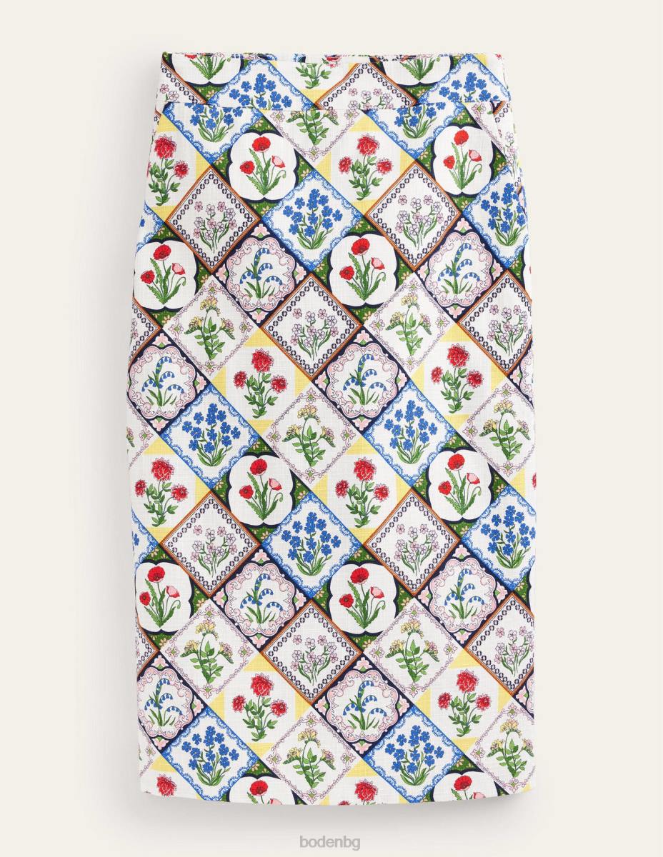 облекло Boden памучна текстурирана пола тип молив слонова кост и дива камбанка Жени LL681111