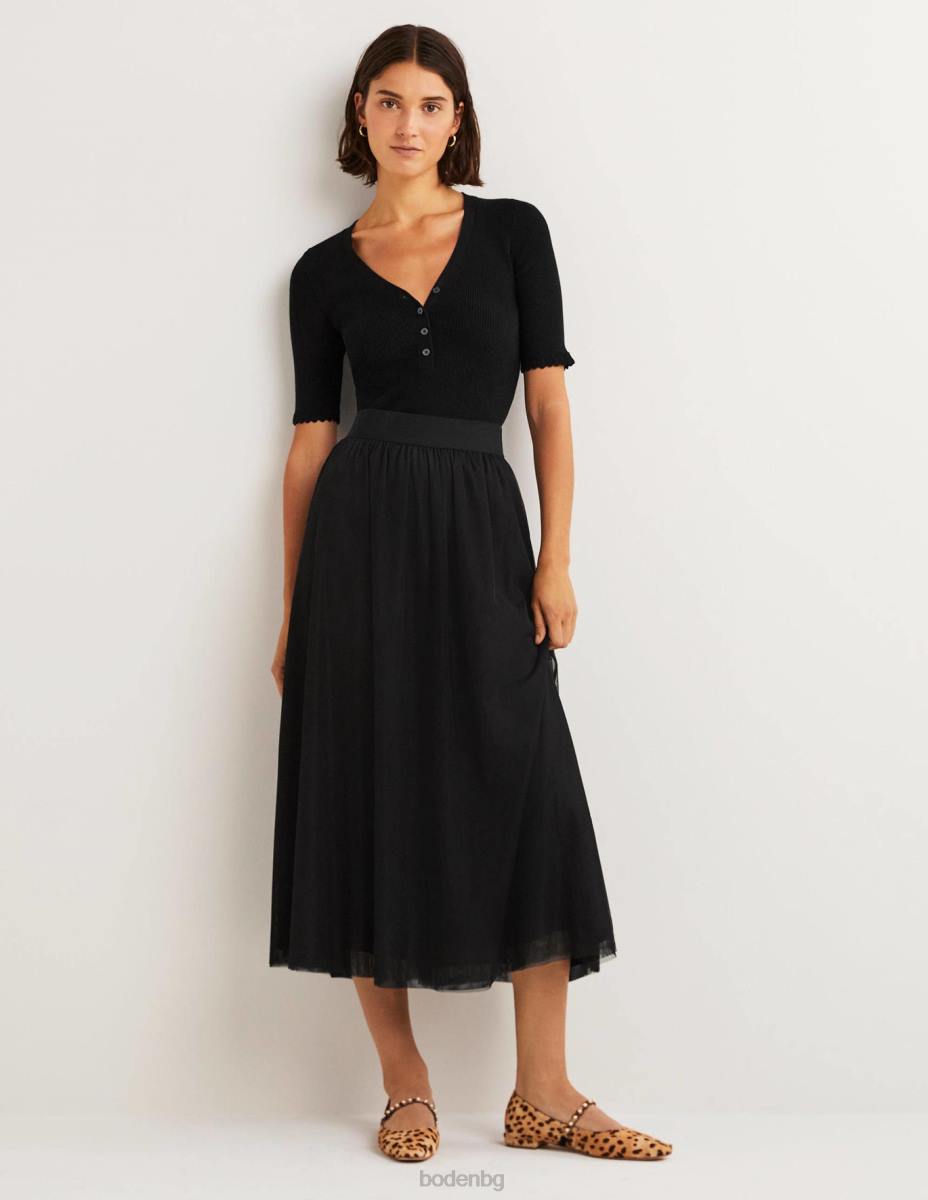 облекло Boden пълна миди пола от тюл черен Жени LL681133