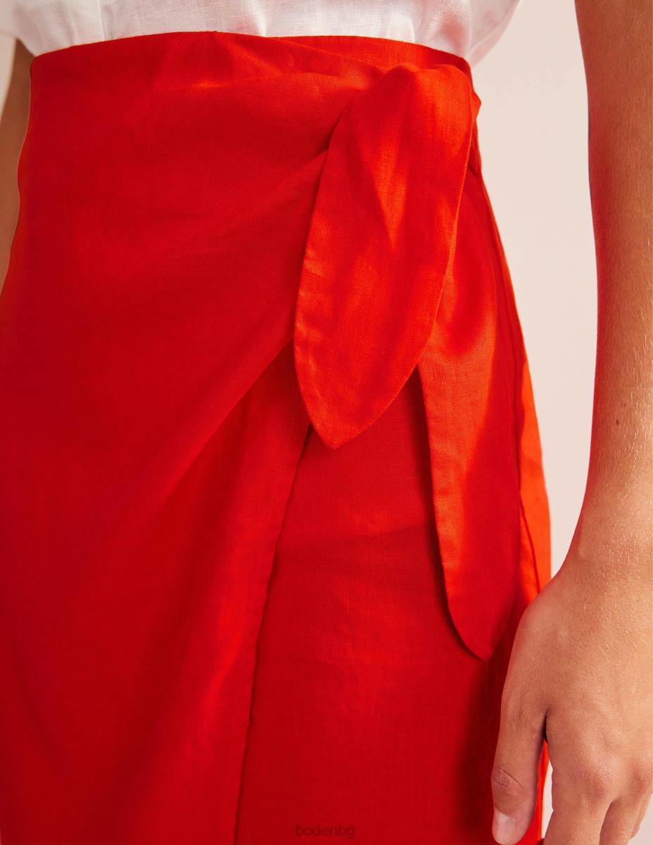 облекло Boden миди пола от лен отпред оранжев залез Жени LL681215