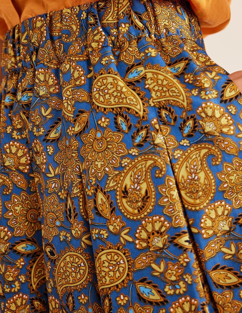 облекло Boden плисирана памучна пола събиране на злато и пейсли тераса Жени LL681218