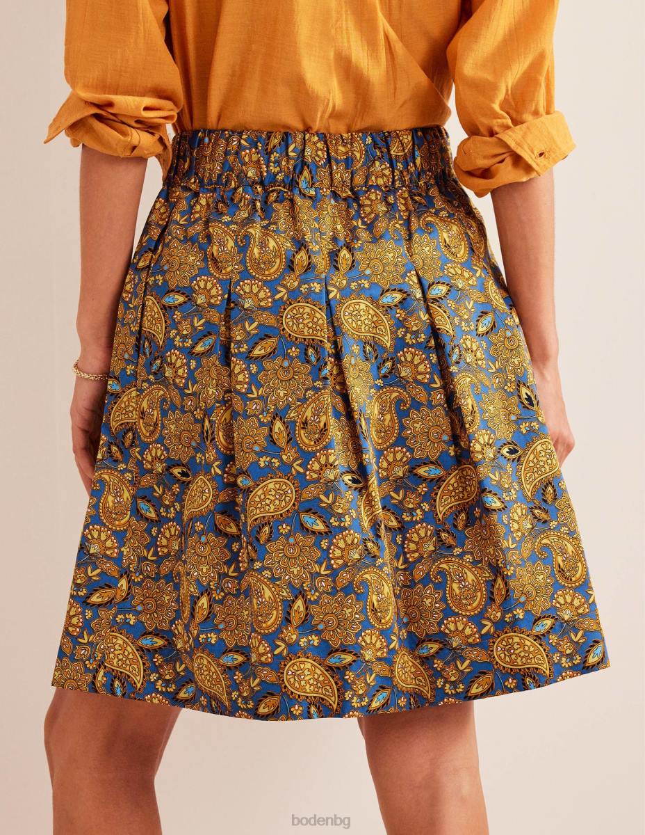 облекло Boden плисирана памучна пола събиране на злато и пейсли тераса Жени LL681218