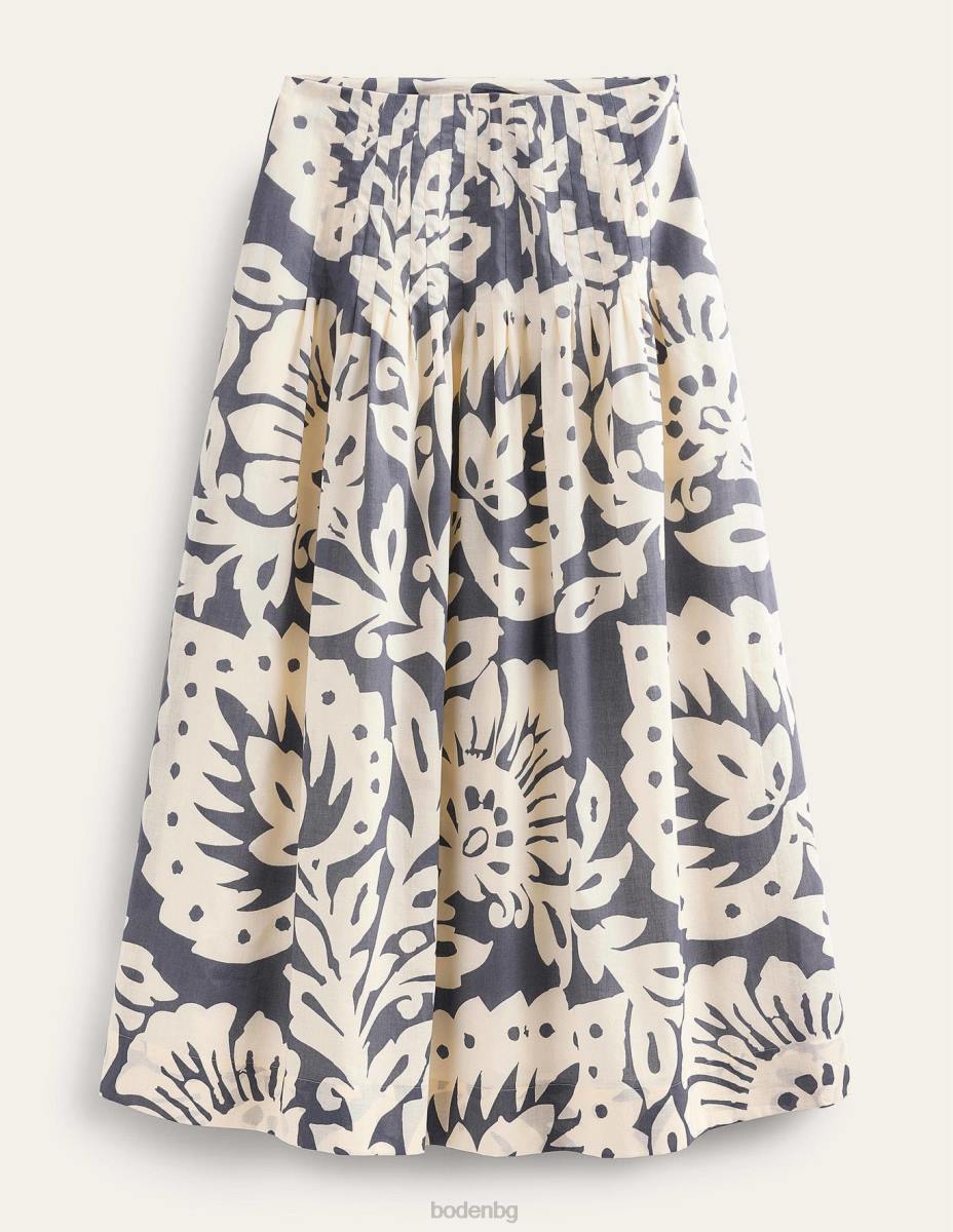 облекло Boden плисирана памучна миди пола тераса от сапфир и дъб Жени LL681223