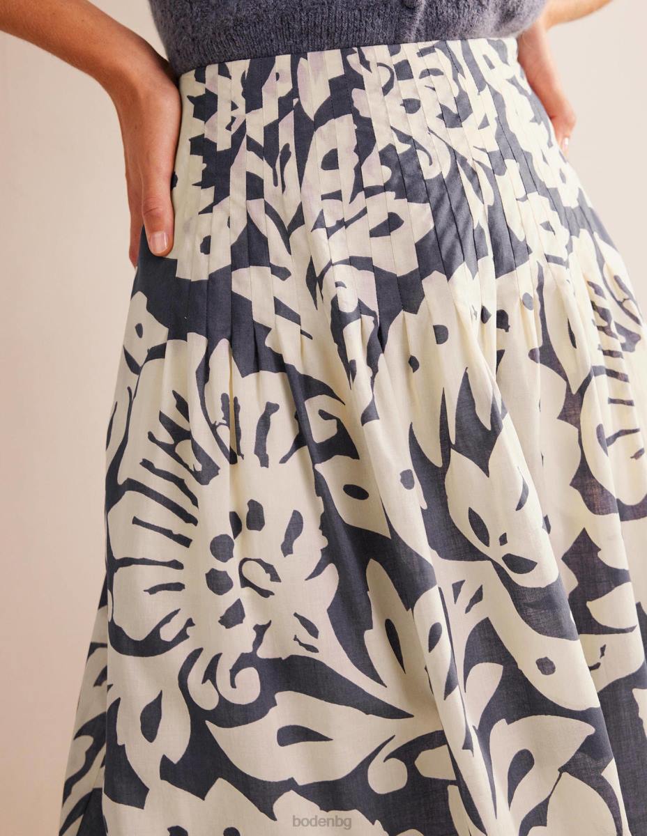 облекло Boden плисирана памучна миди пола тераса от сапфир и дъб Жени LL681223