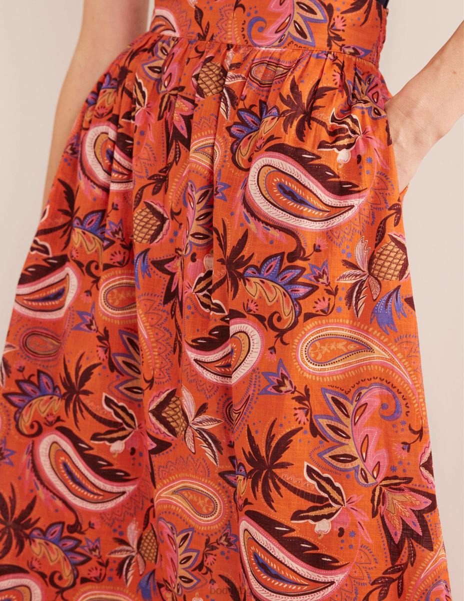 облекло Boden многоетажна памучна макси пола корал и райско пейсли Жени LL681231