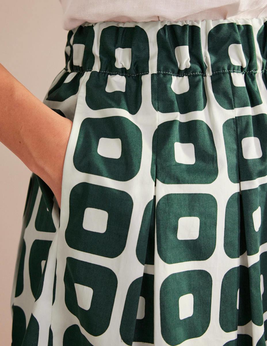 облекло Boden плисирана памучна пола трекинг зелено и куб Жени LL681294