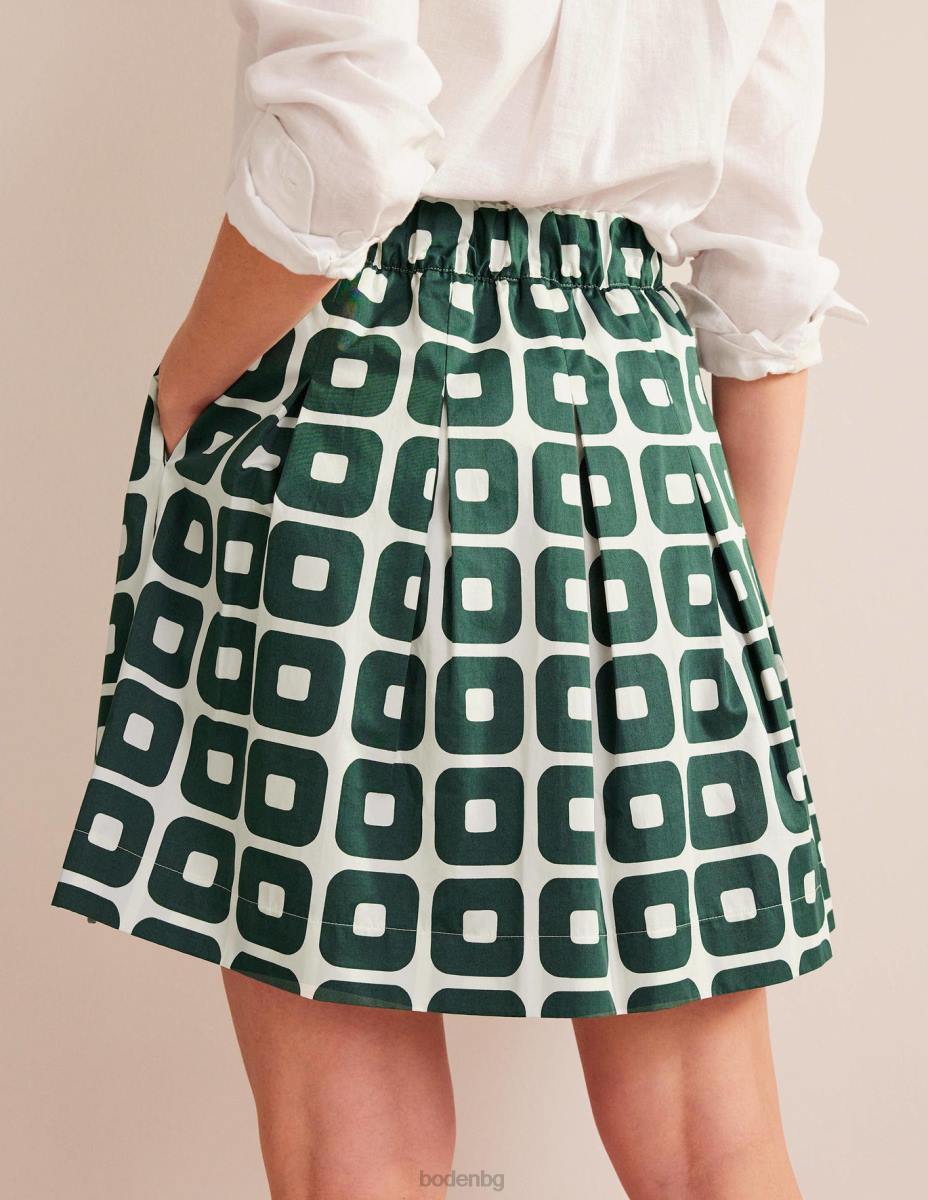 облекло Boden плисирана памучна пола трекинг зелено и куб Жени LL681294