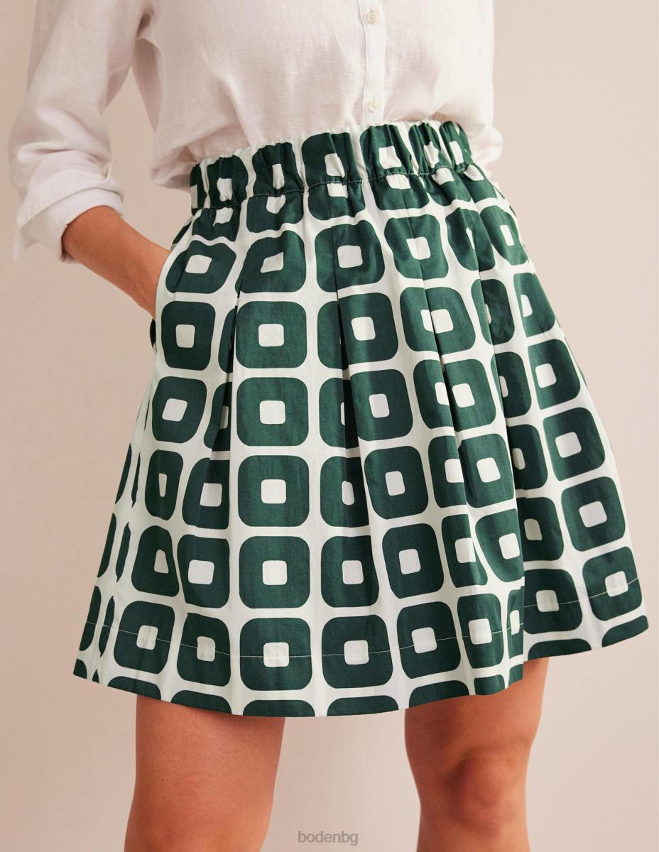 облекло Boden плисирана памучна пола трекинг зелено и куб Жени LL681294