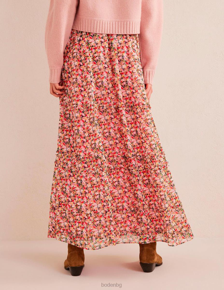 облекло Boden макси пола с волани мулти и живописно цвете Жени LL681436