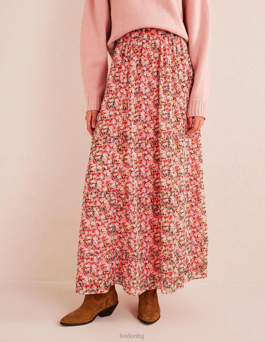 облекло Boden макси пола с волани мулти и живописно цвете Жени LL681436