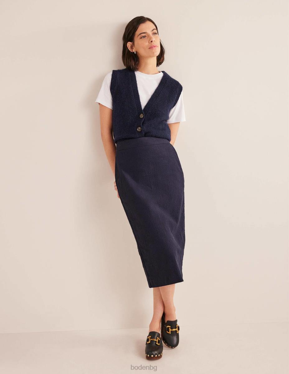 облекло Boden памучна текстурирана пола тип молив военноморски флот Жени LL681574