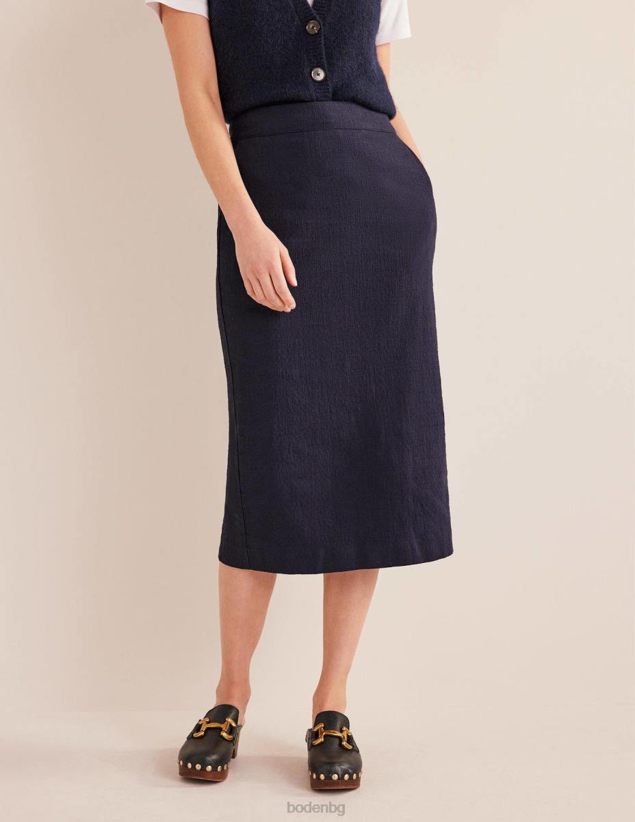 облекло Boden памучна текстурирана пола тип молив военноморски флот Жени LL681574