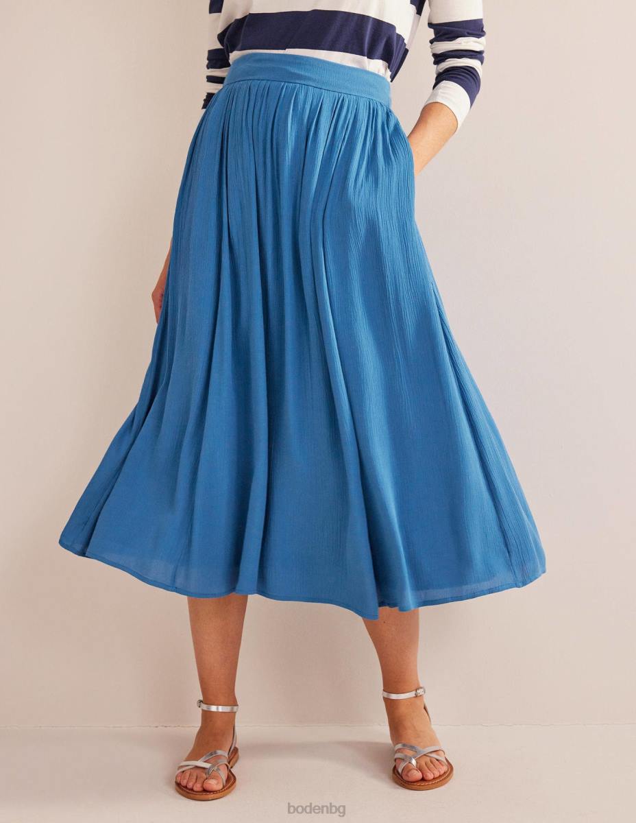 облекло Boden миди пола с бръчки егейско синьо Жени LL681799