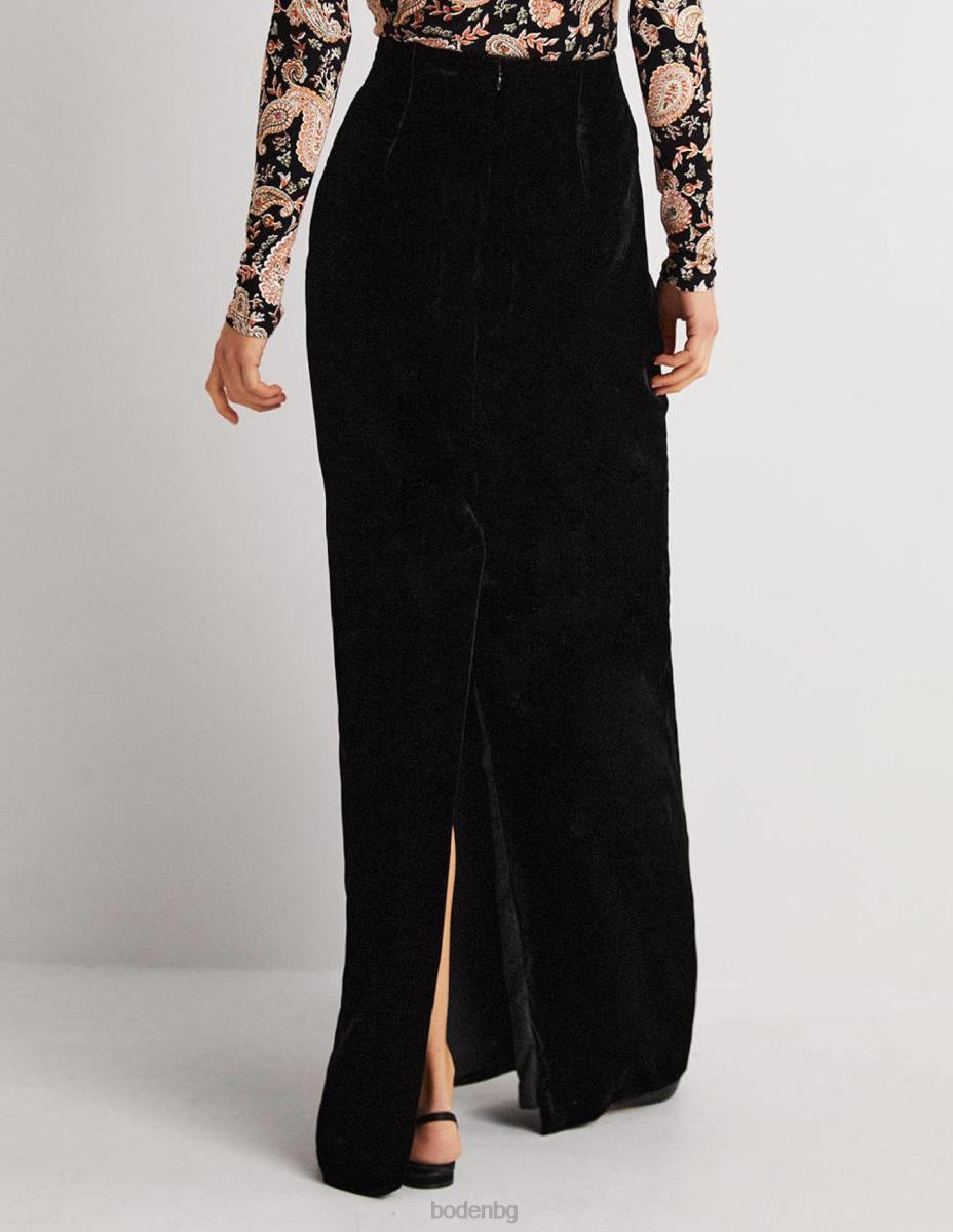 облекло Boden кадифена парти макси пола черен Жени LL681941