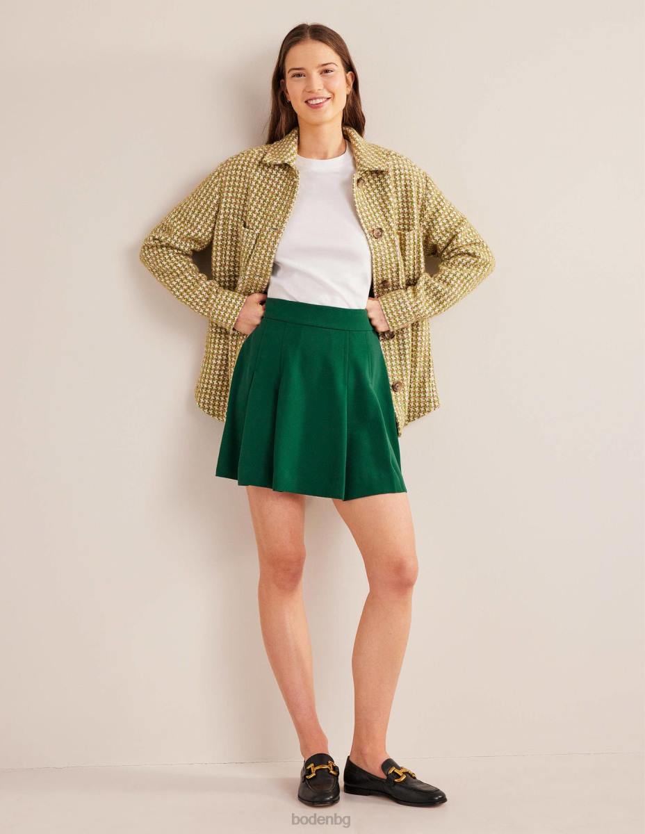 облекло Boden плисирана мини пола от креп изумрудено зелено Жени LL681981