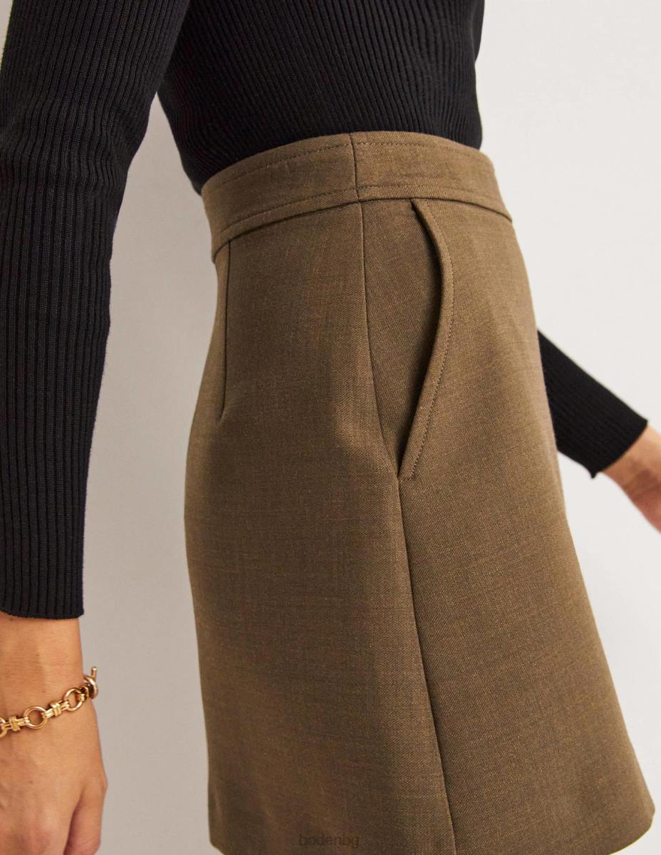 облекло Boden мини пола с а-силует от вълнена смес каки Жени LL682036