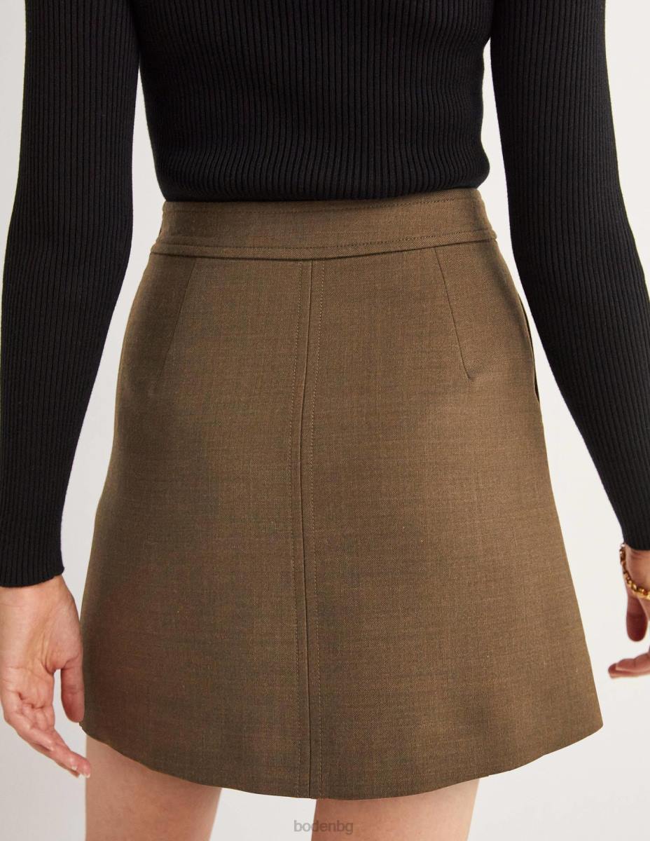 облекло Boden мини пола с а-силует от вълнена смес каки Жени LL682036