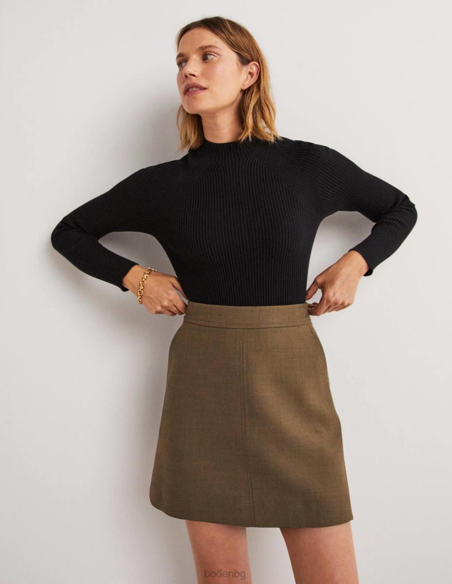 облекло Boden мини пола с а-силует от вълнена смес каки Жени LL682036