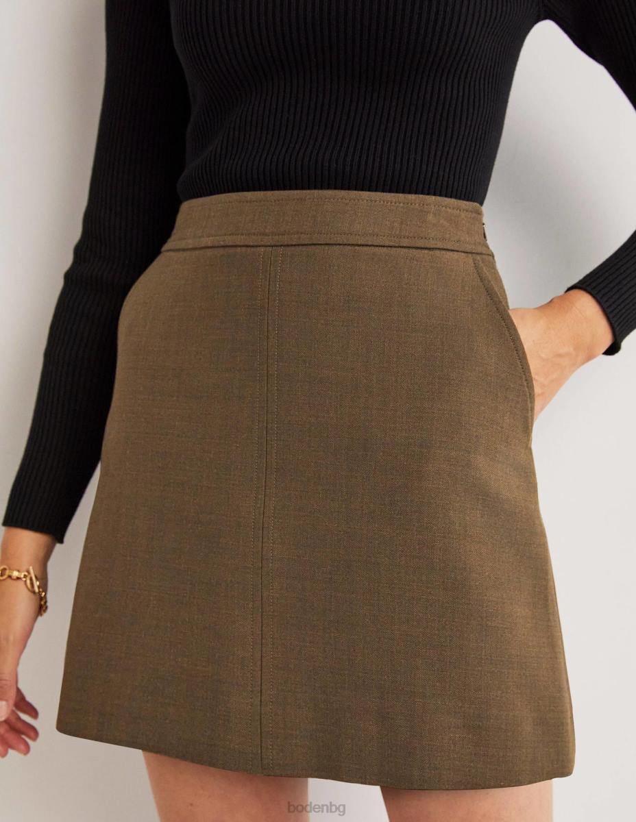 облекло Boden мини пола с а-силует от вълнена смес каки Жени LL682036