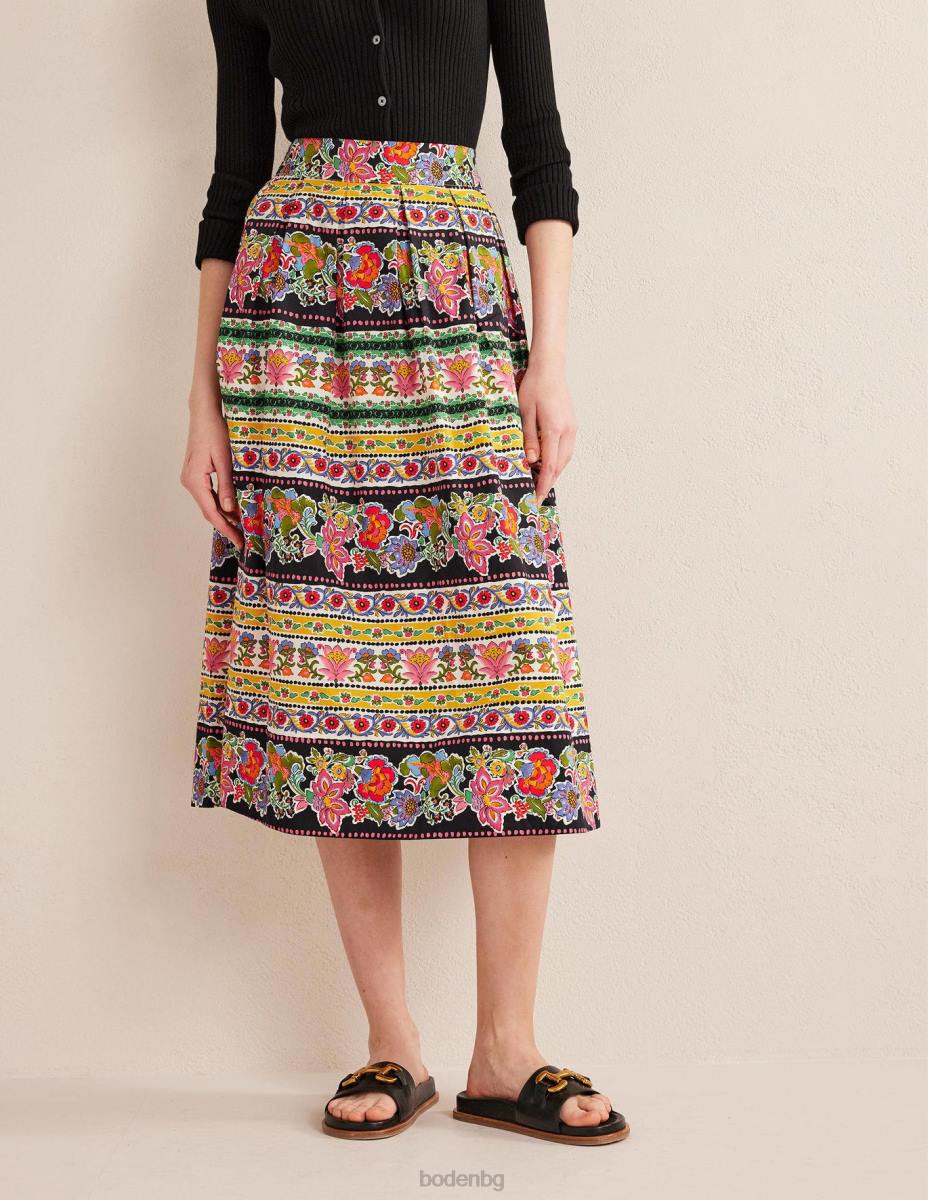 облекло Boden плисирана пълна миди пола мулти & гоблен райе Жени LL682225