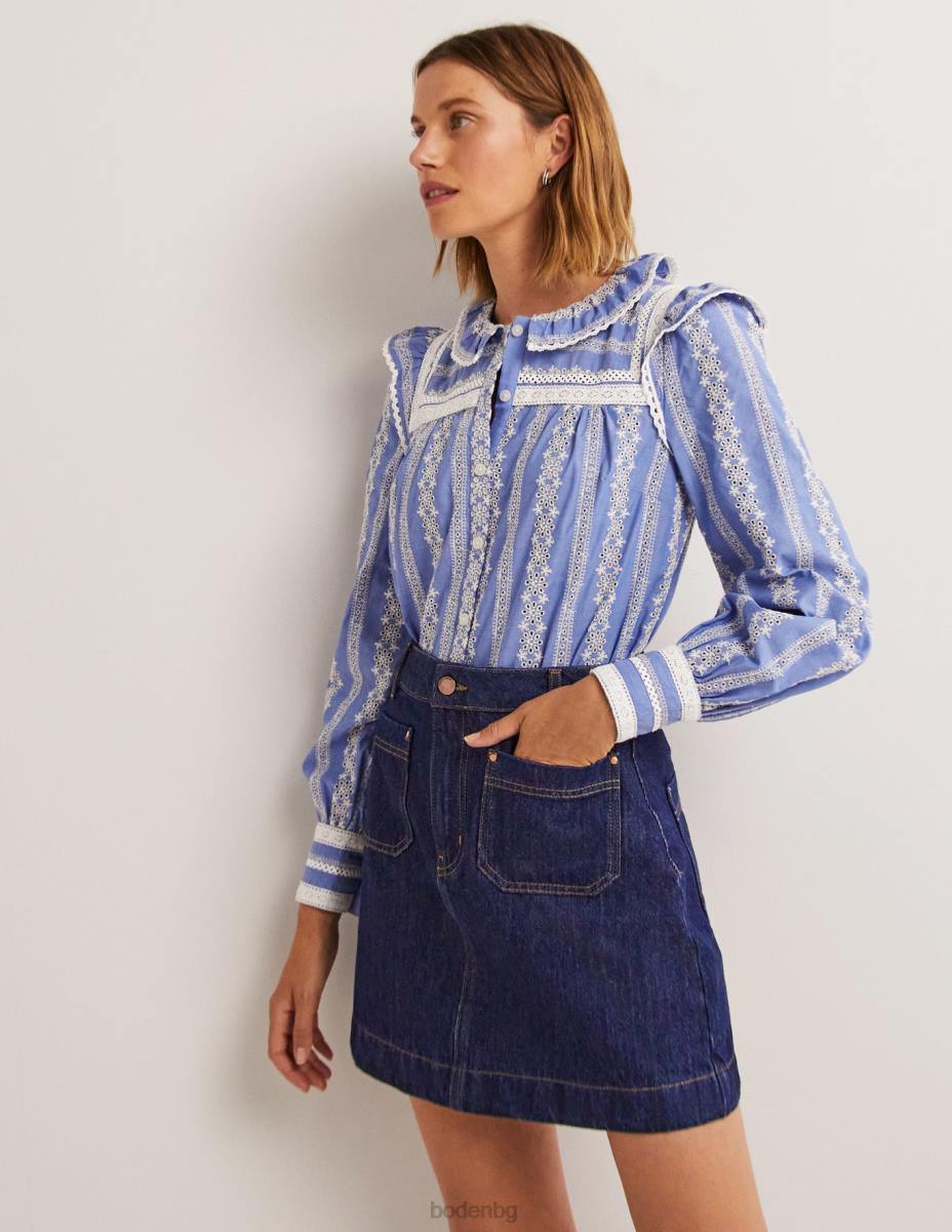 облекло Boden дънкова мини пола с джобове индиго деним Жени LL682405