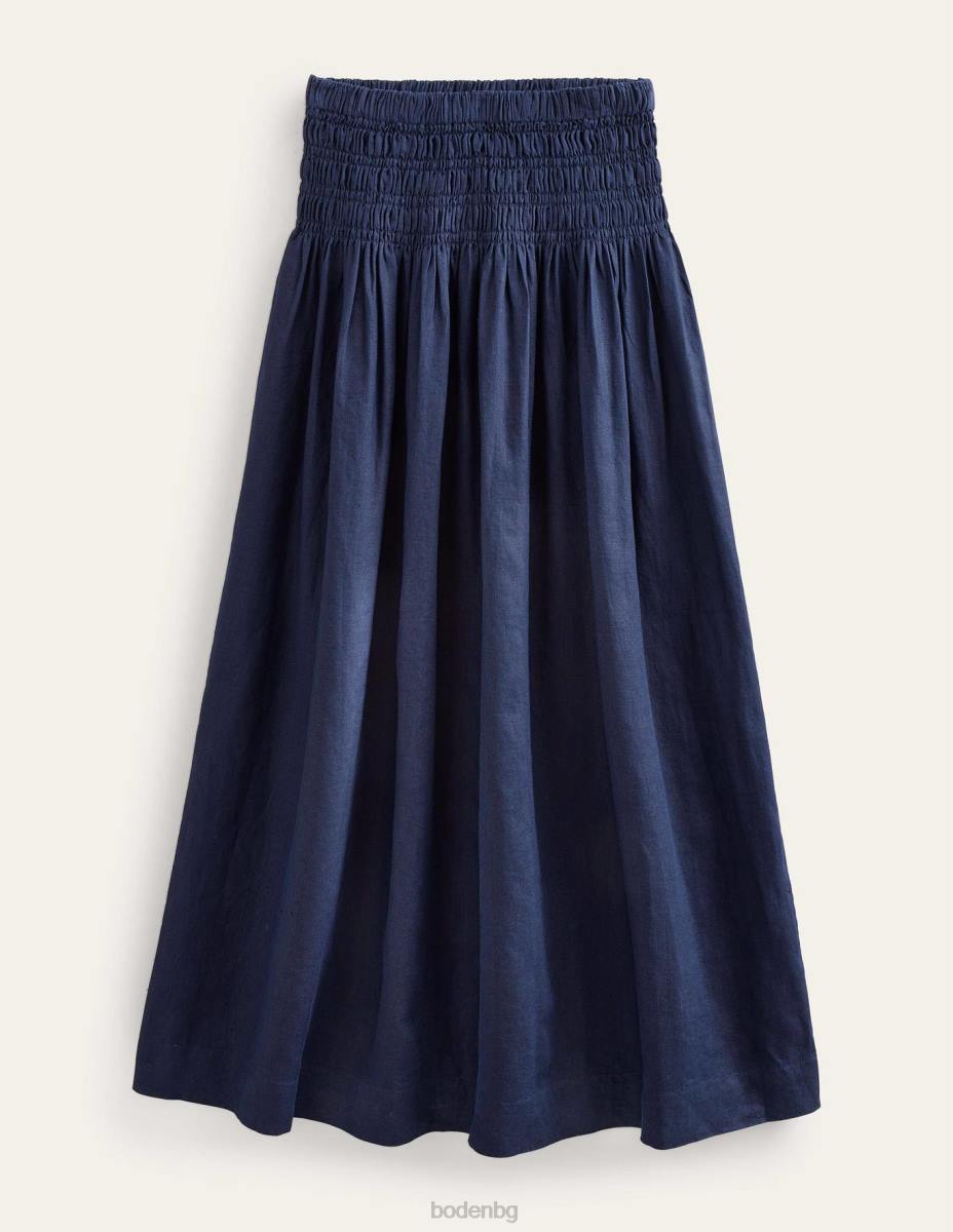 облекло Boden ленена миди пола с набраздена талия военноморски флот Жени LL682495