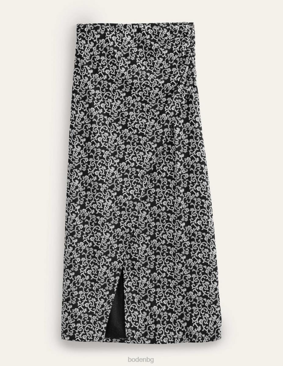 облекло Boden миди пола от джърси със странични разцепки черна и абстрактна лоза Жени LL682516